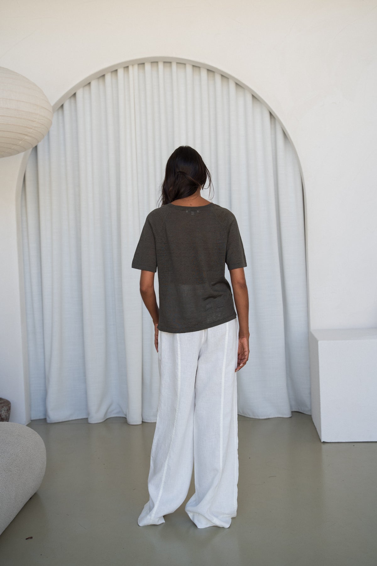 Grace Linen Knit Top Khaki