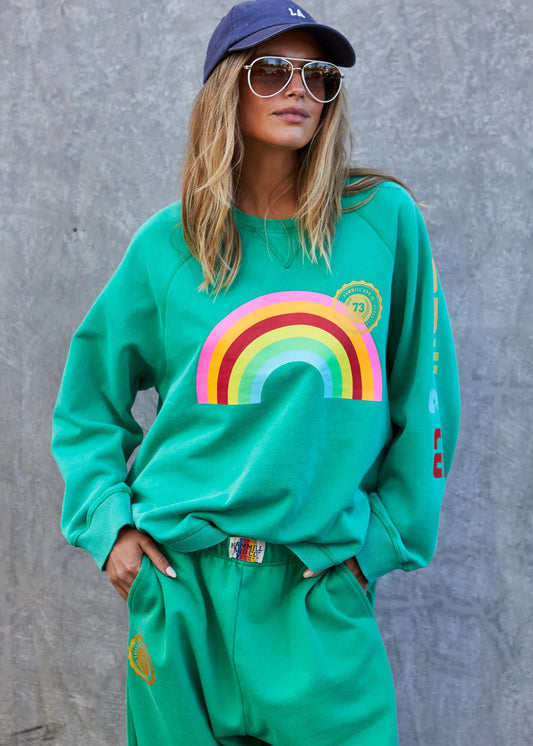 Vintage Wash Rainbow Sweat - Green