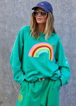 Load image into Gallery viewer, Vintage Wash Rainbow Sweat - Green