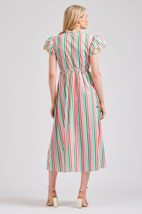 The Hattie Long Dress - Holiday Stripe