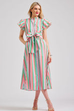Load image into Gallery viewer, The Hattie Long Dress - Holiday Stripe