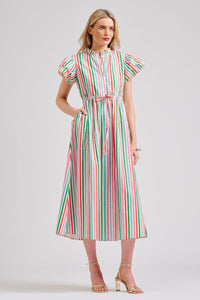 The Hattie Long Dress - Holiday Stripe