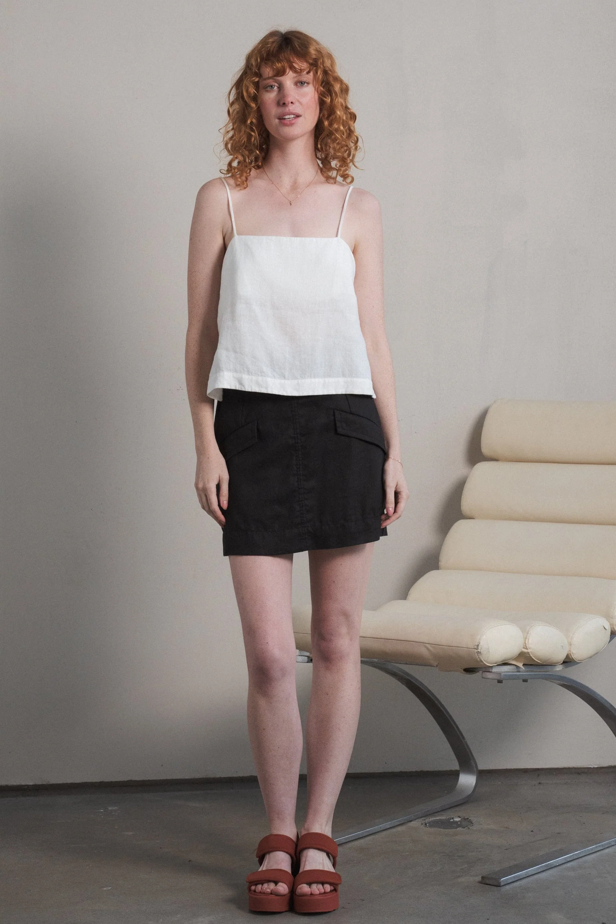 Ilaria Linen Skirt Black
