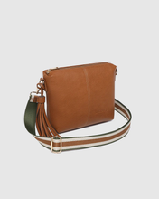 Load image into Gallery viewer, Kasey Tan Stripe Strap Crossbody Bag