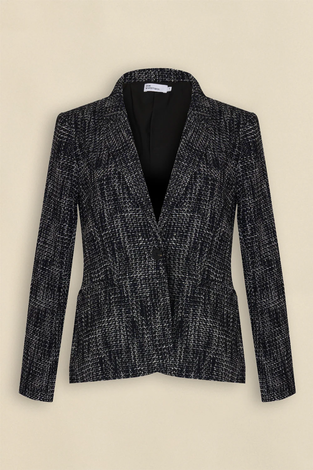 poise jacket - black/white boucle