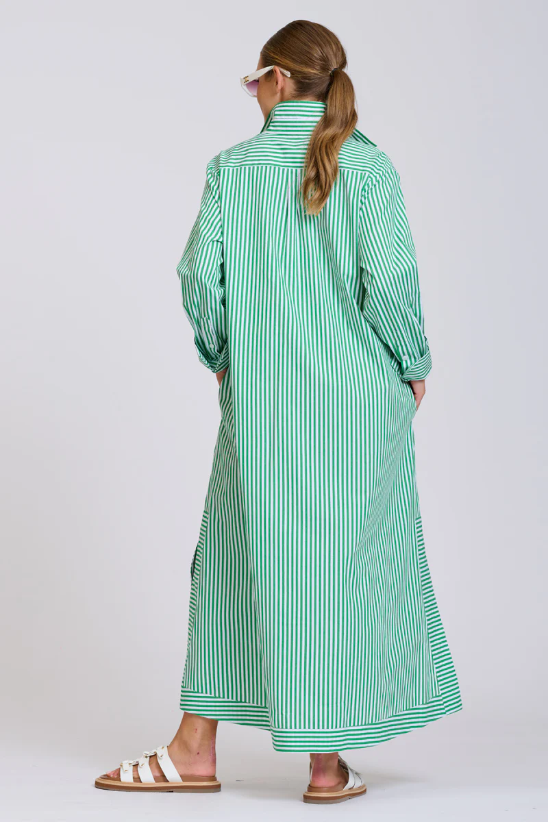 The Sybil Oversized Dress - Bright Green Stripe