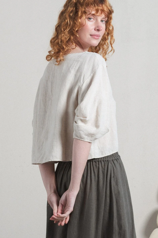 Leia Linen Top Oatmeal