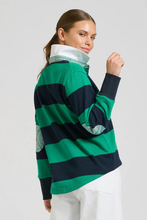 Load image into Gallery viewer, Rugby Cotton Sweatshirt - Navy &amp; Green