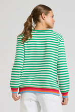 Load image into Gallery viewer, Zipside Classic Cotton Sweatshirt - Green Stripe/Rainbow