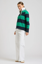 Load image into Gallery viewer, Rugby Cotton Sweatshirt - Navy &amp; Green