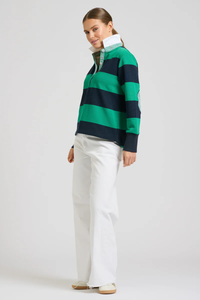 Rugby Cotton Sweatshirt - Navy & Green