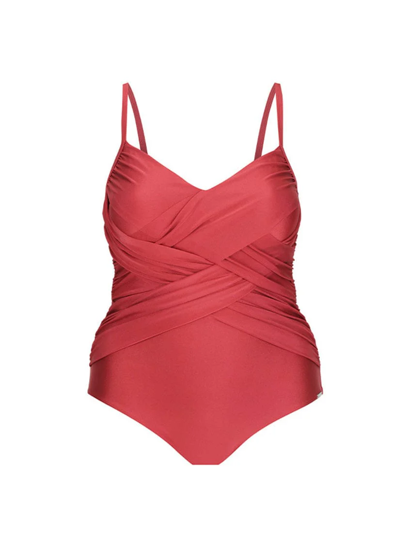 Metallic Sangria Criss Cross One Piece