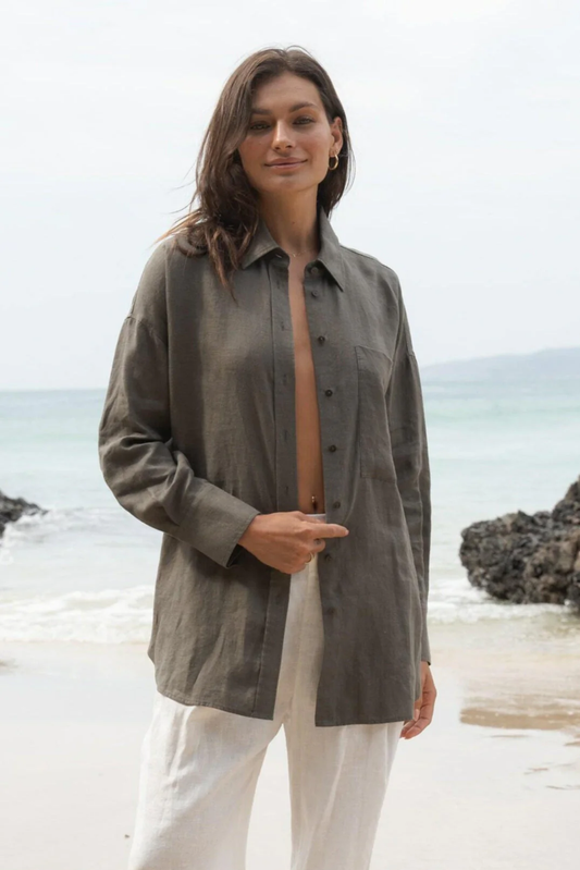 Kirra Linen Shirt Khaki