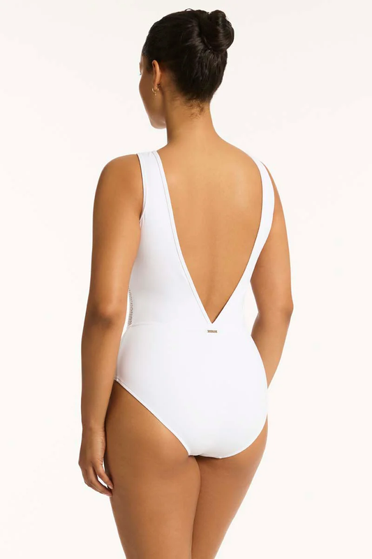 Drift High Neck One Piece - White