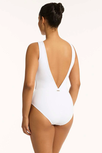 Drift High Neck One Piece - White
