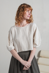 Leia Linen Top Oatmeal