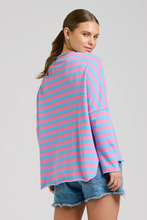 Load image into Gallery viewer, Raw Summer Sweatshirt - Pink/Mid Blue Stripe