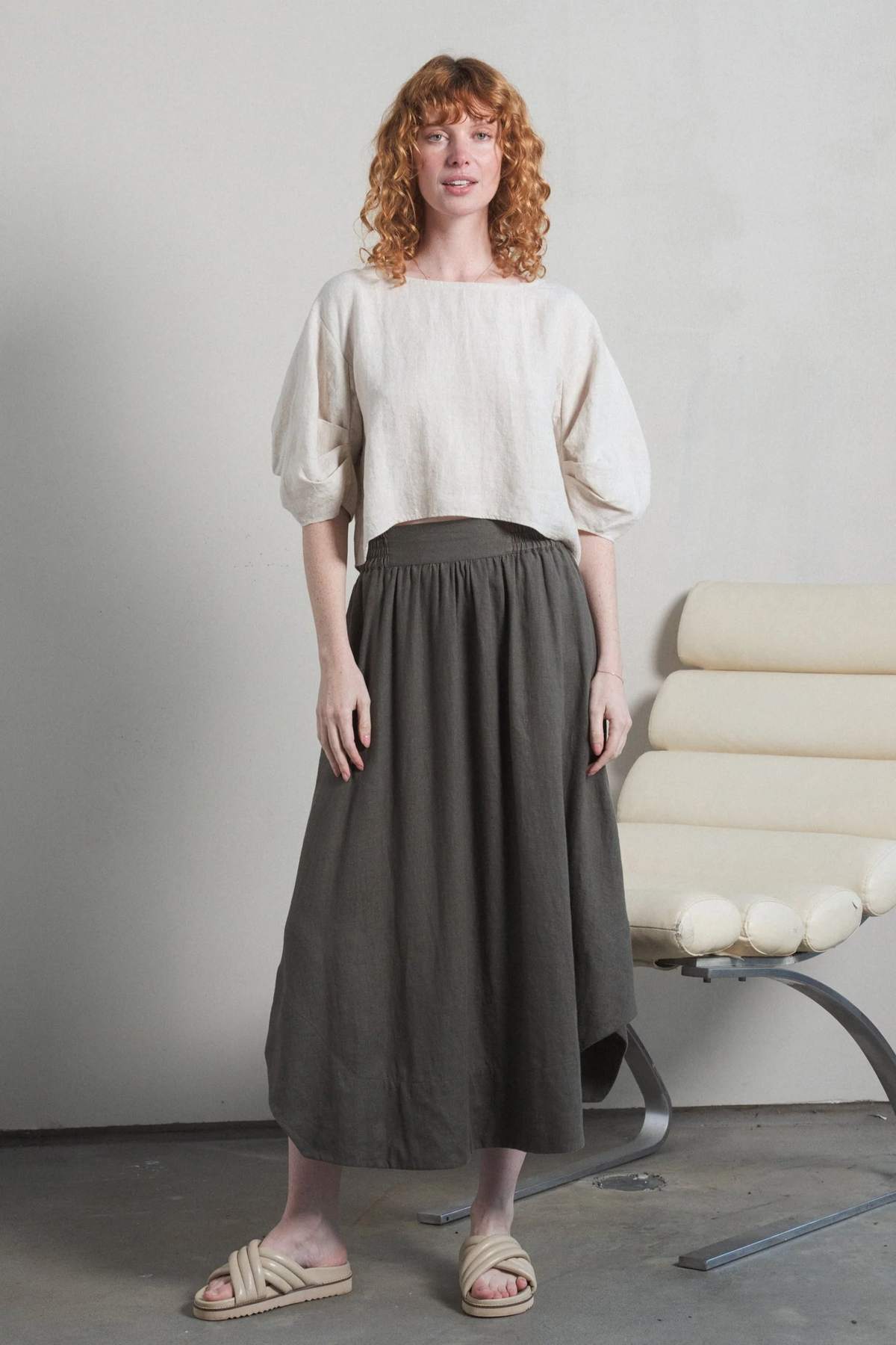 Leia Linen Top Oatmeal
