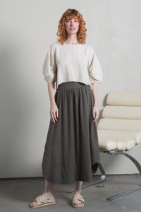 Leia Linen Top Oatmeal