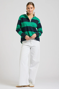 Rugby Cotton Sweatshirt - Navy & Green