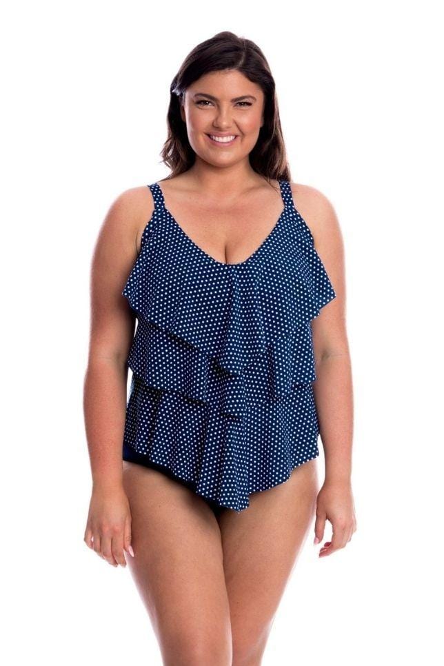 3 Tier Tankini | Navy Dots