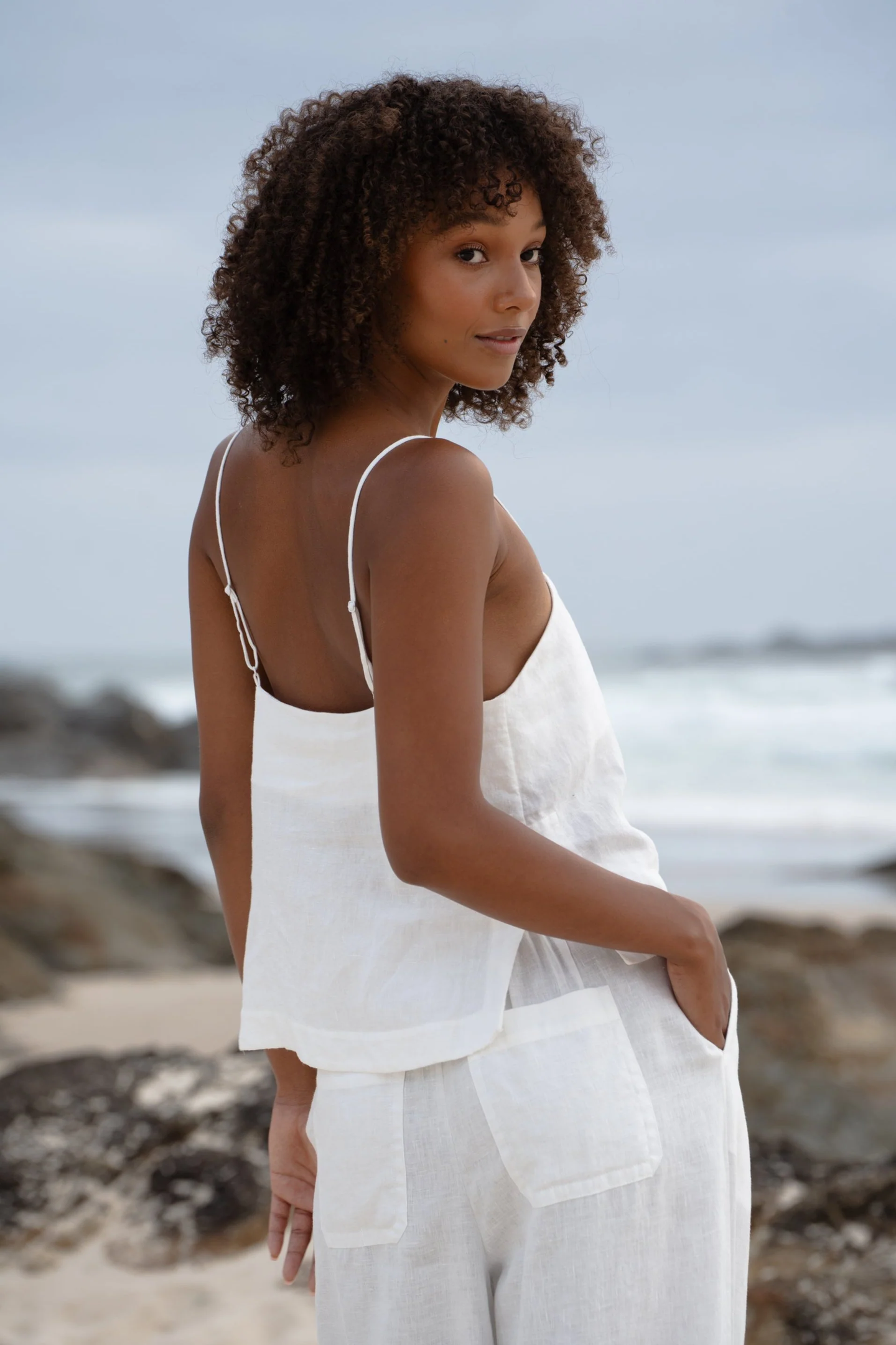 Rosa Linen Cami Ivory