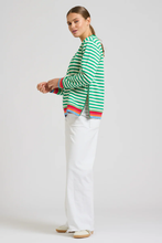 Load image into Gallery viewer, Zipside Classic Cotton Sweatshirt - Green Stripe/Rainbow