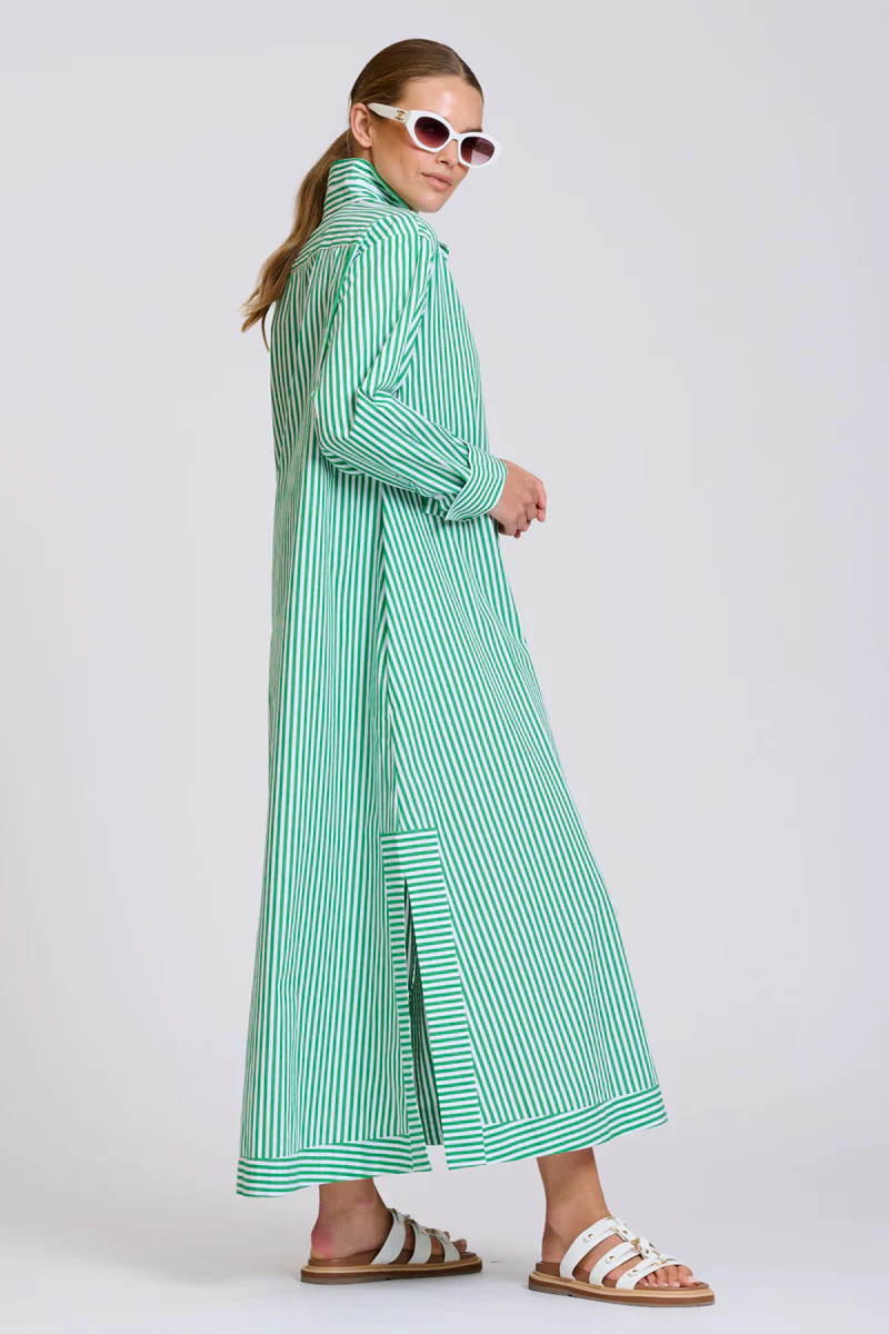 The Sybil Oversized Dress - Bright Green Stripe