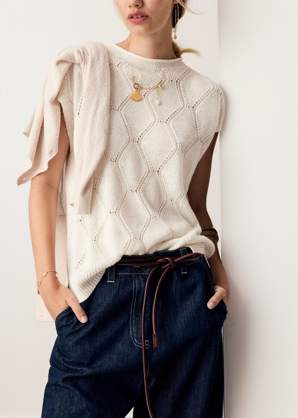 Rosin Cable Knit White
