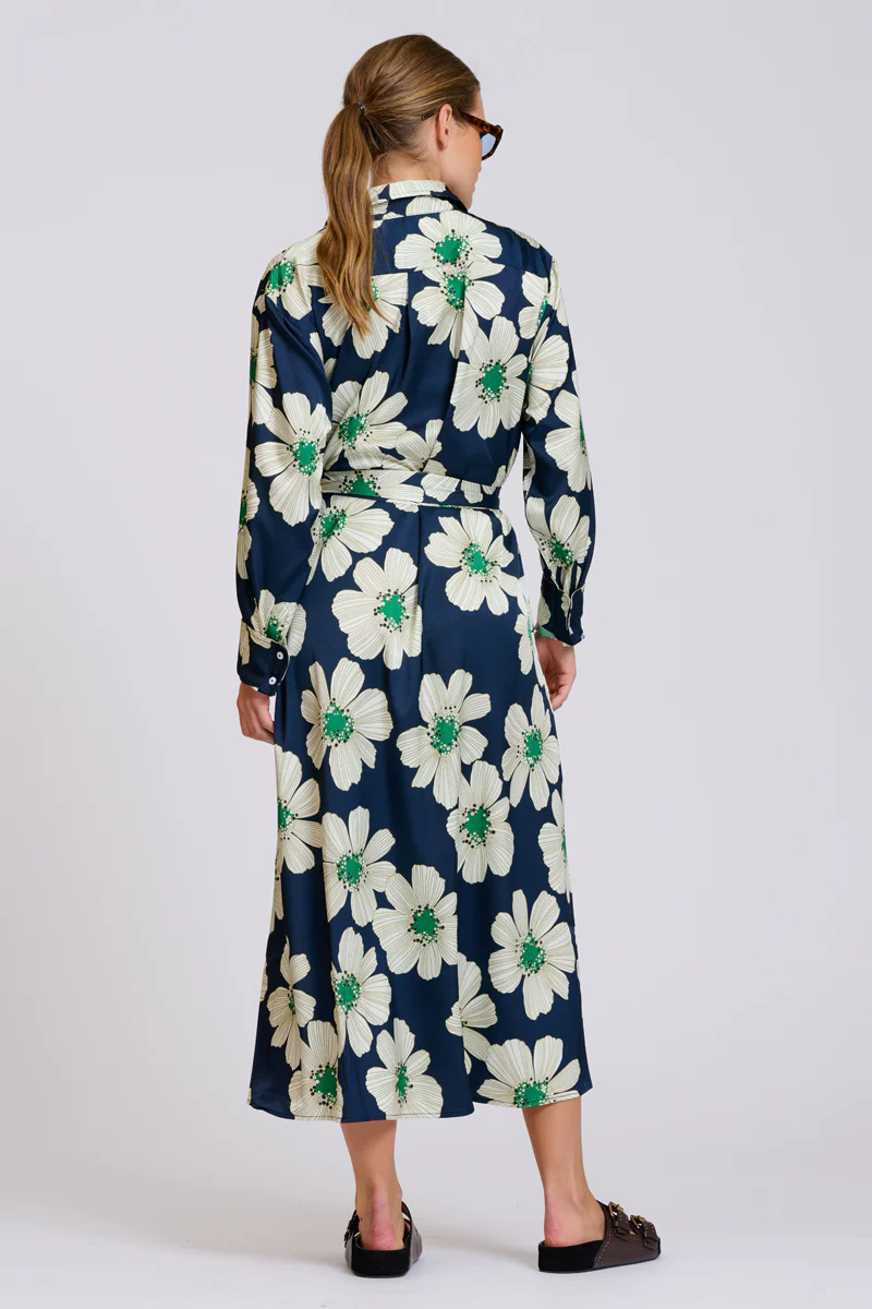The Luxe Luna Longline Shirt Dress - Navy and Green Floral