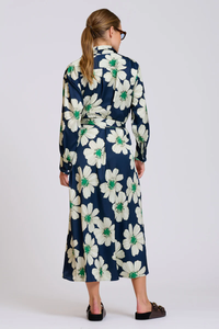 The Luxe Luna Longline Shirt Dress - Navy and Green Floral