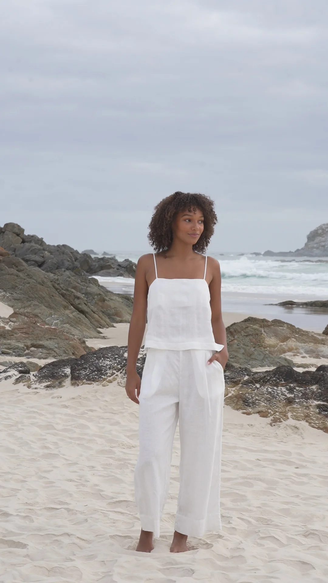 Rosa Linen Cami Ivory