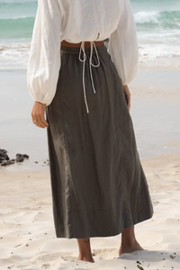 Gia Linen Skirt Khaki