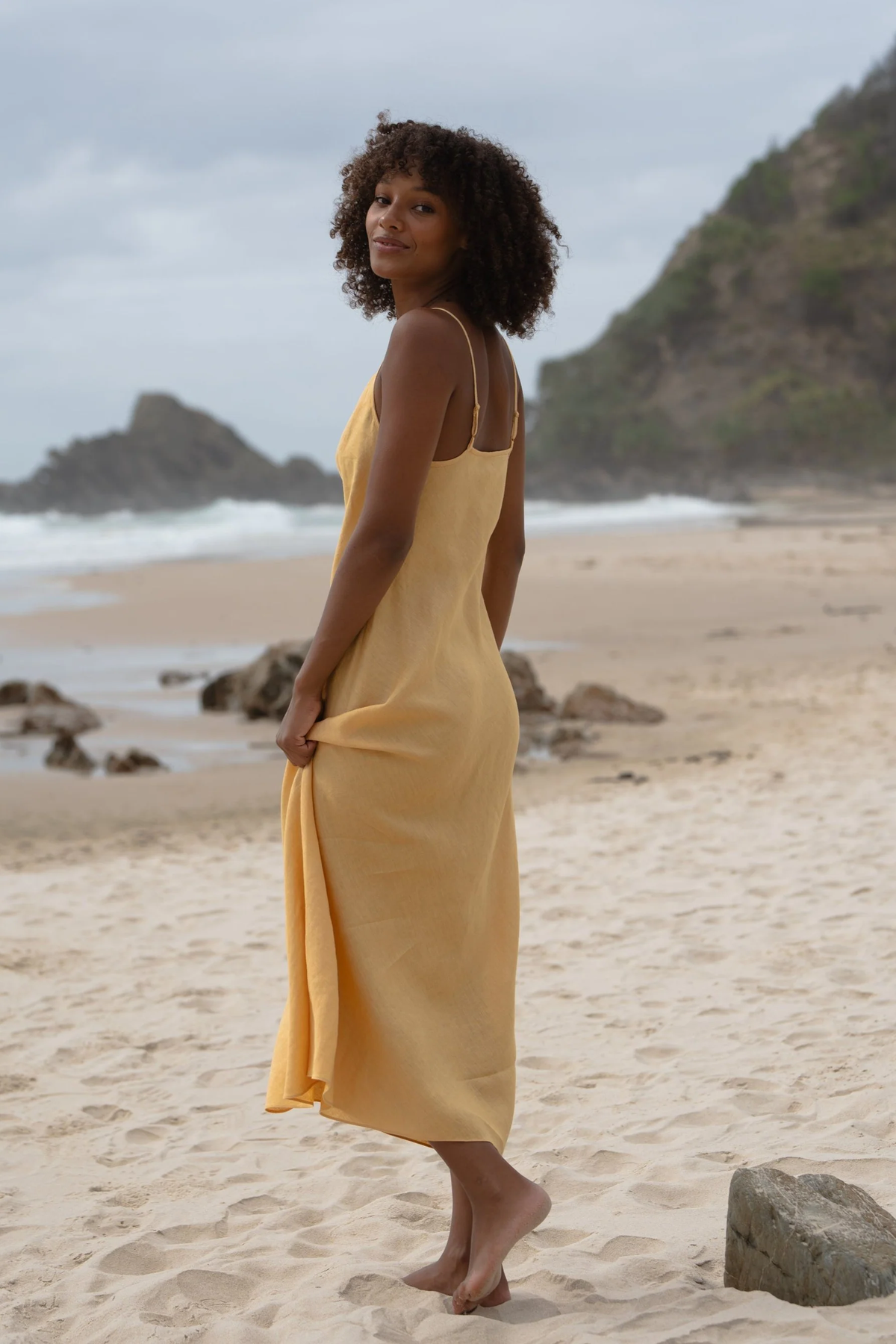 Allegra bias linen dress Butter