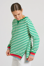Load image into Gallery viewer, Zipside Classic Cotton Sweatshirt - Green Stripe/Rainbow