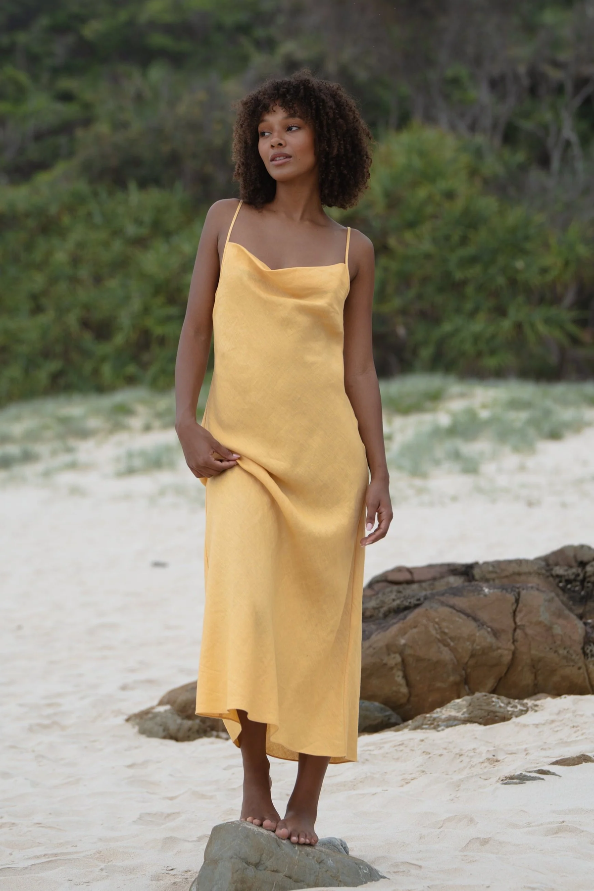 Allegra bias linen dress Butter