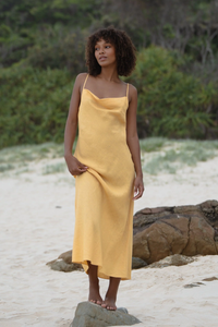 Allegra bias linen dress Butter