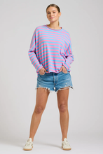 Load image into Gallery viewer, Raw Summer Sweatshirt - Pink/Mid Blue Stripe