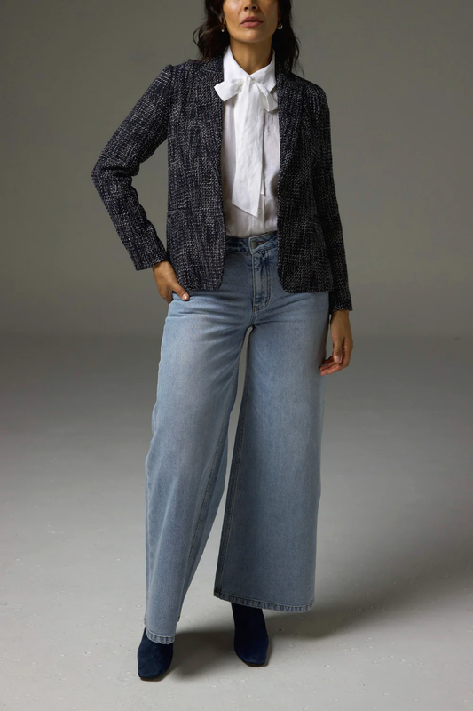 poise jacket - black/white boucle