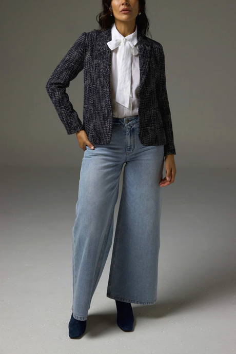 poise jacket - black/white boucle
