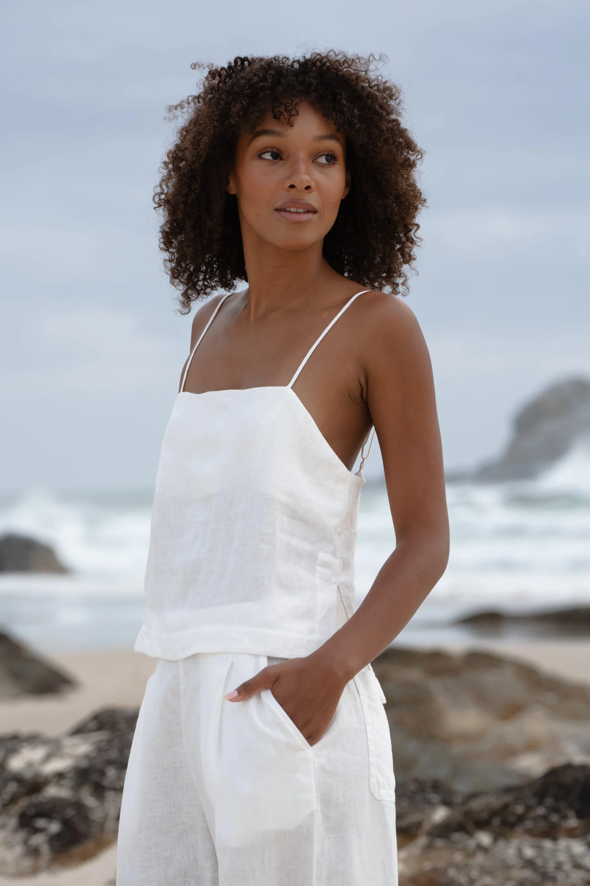 Rosa Linen Cami Ivory