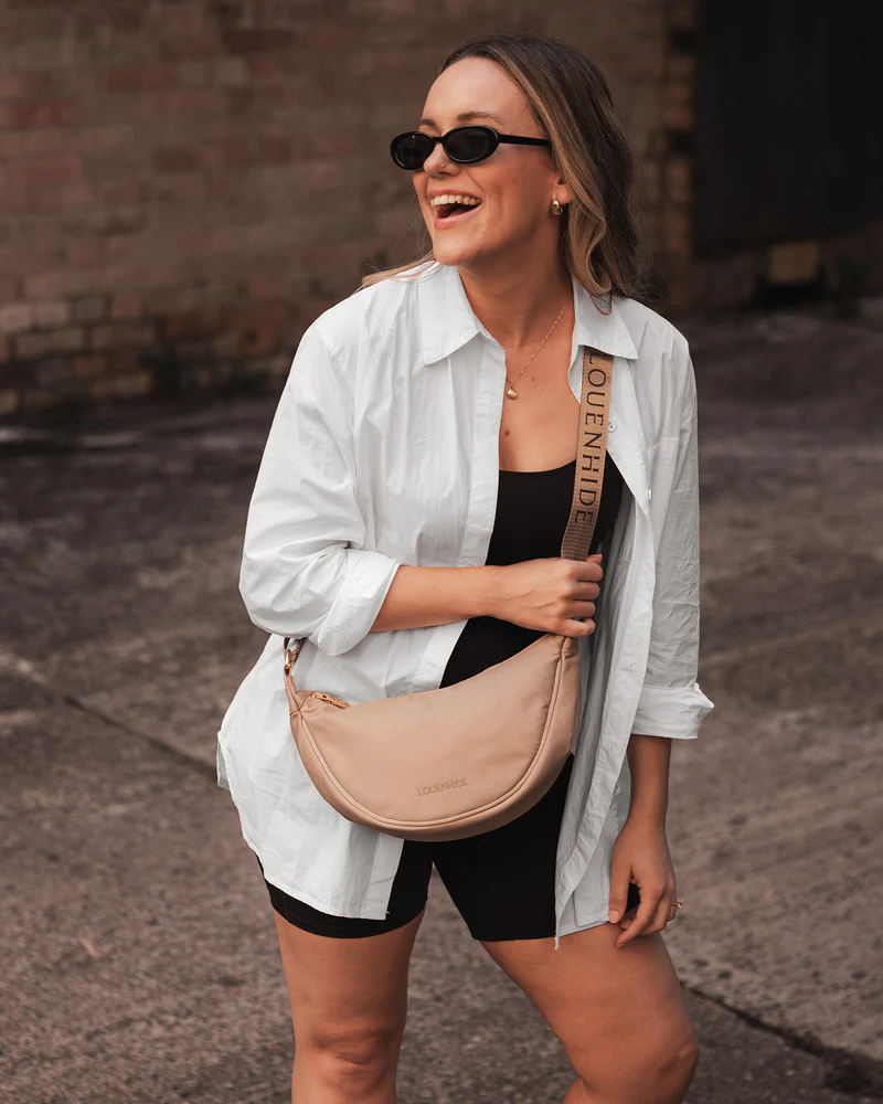 Sylvia Nylon Crossbody Bag Beige