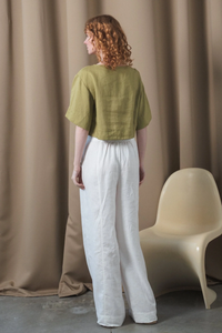 Maya Linen Top Olive
