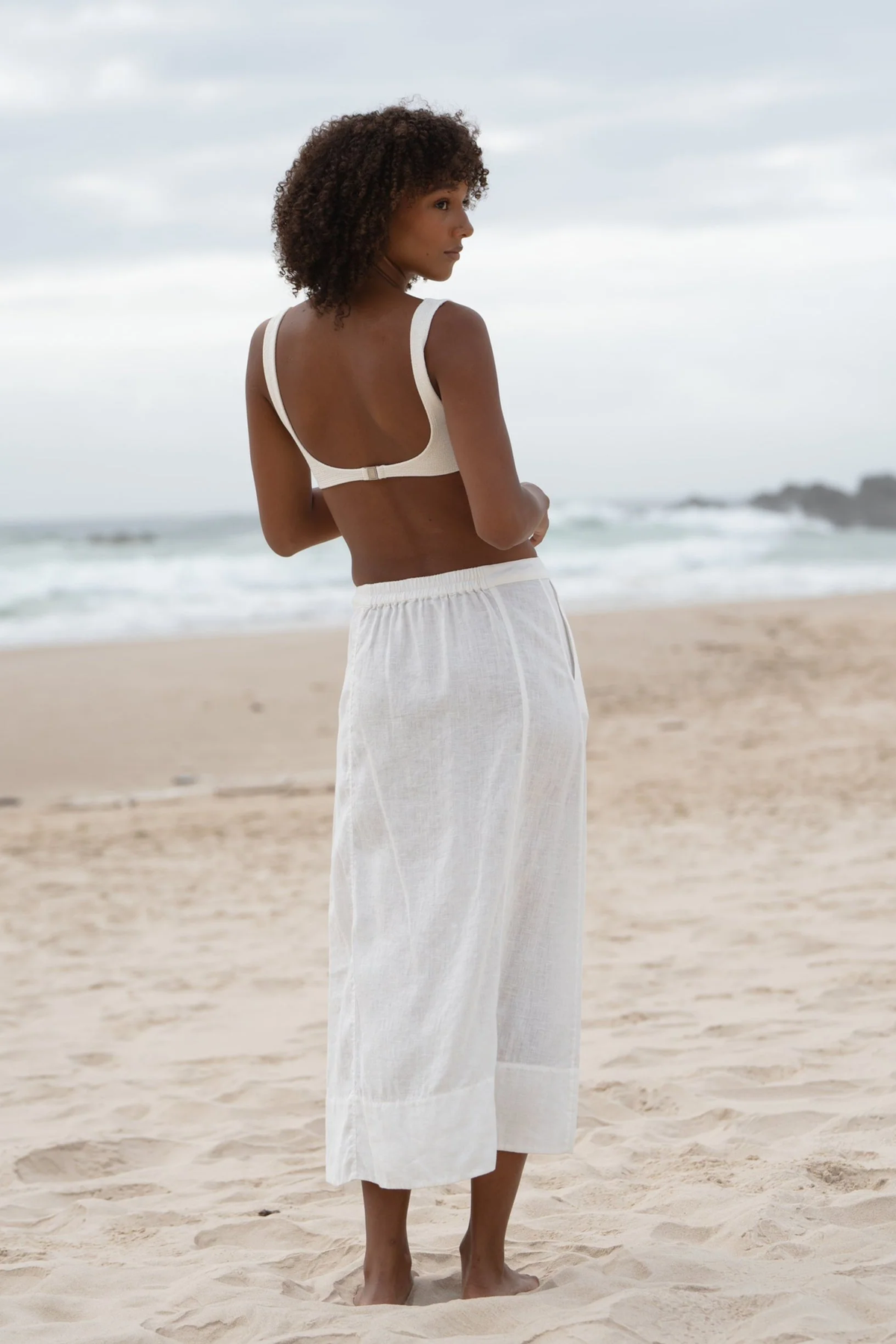 Gia Linen Skirt Ivory