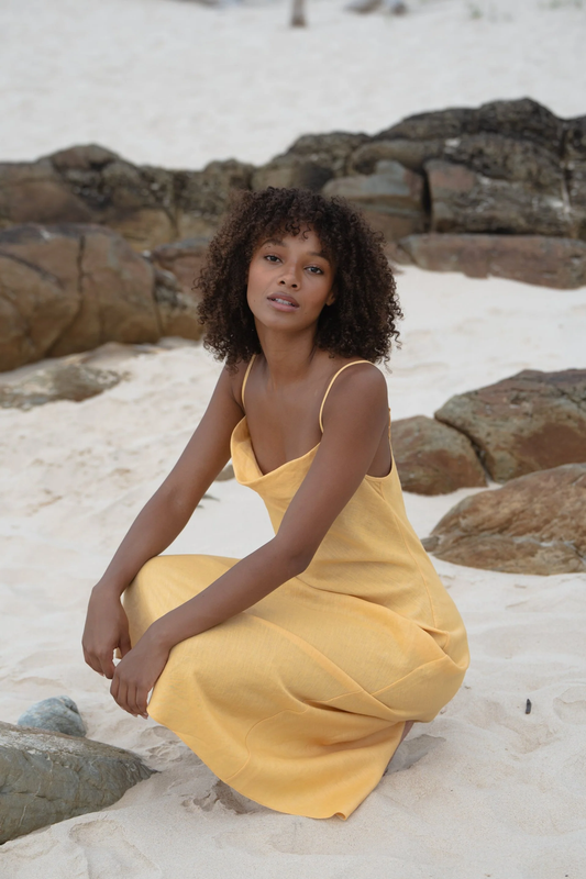 Allegra bias linen dress Butter