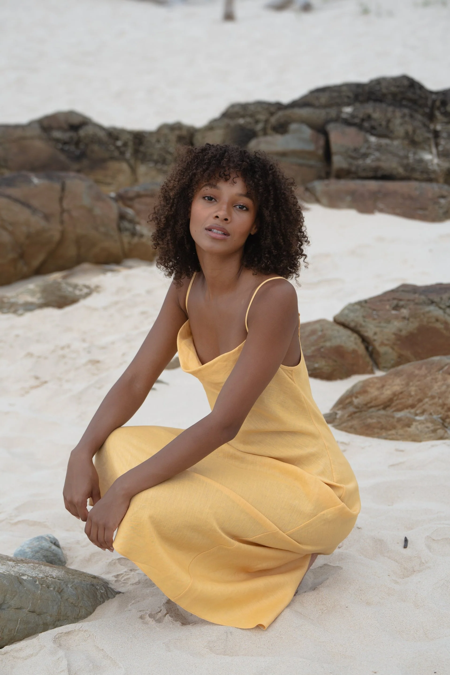 Allegra bias linen dress Butter