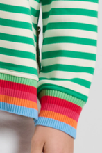 Load image into Gallery viewer, Zipside Classic Cotton Sweatshirt - Green Stripe/Rainbow