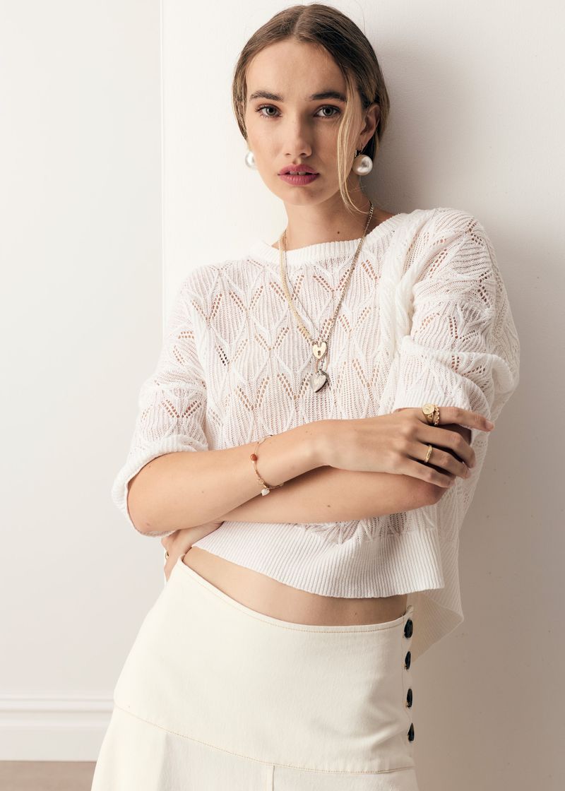Rosin Pointelle Tee White
