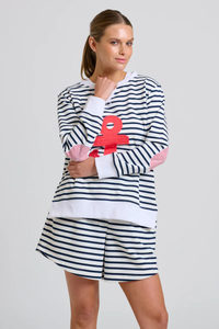 Classic Zipside Sweatshirt Nautical - Navy Stripe Red