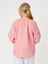 Load image into Gallery viewer, Diana Linen Pleat Sleeve Top - Coral